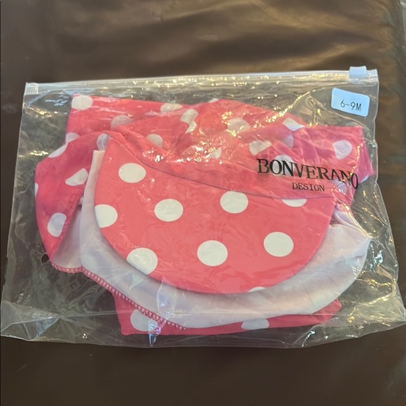 Charming Pink and Green Polka Dot Kids Swim One Piece - Picture 6 of 6
